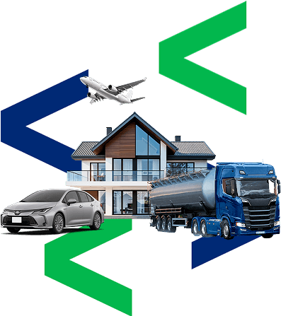 Transportador sorridente com elementos gráficos da Transdesk ao fundo