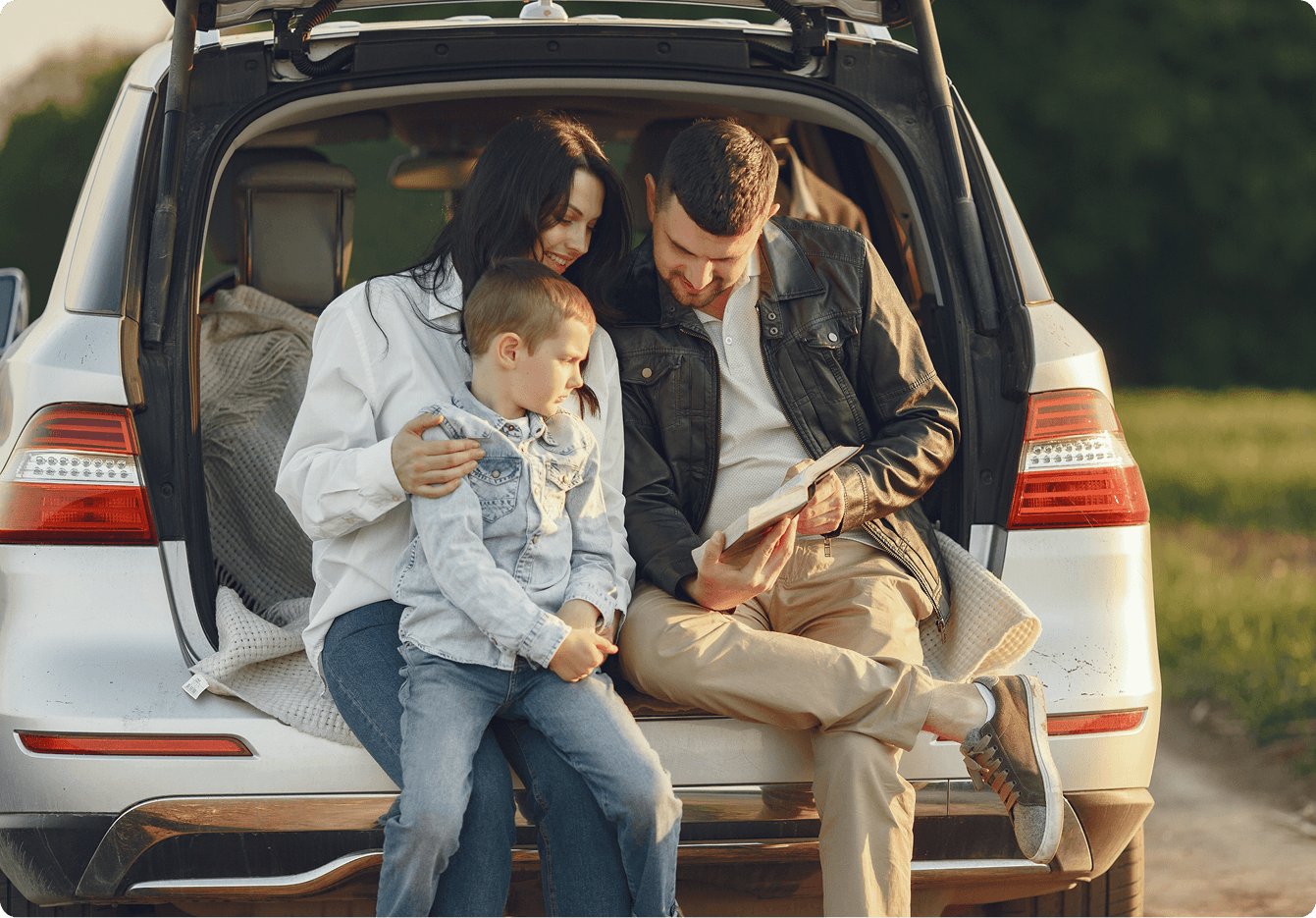 Família no carro