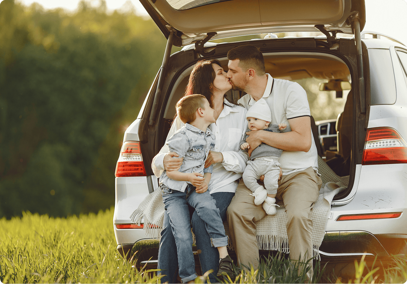 Família no carro